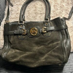 Michael Kors Olive Green Suede Tote